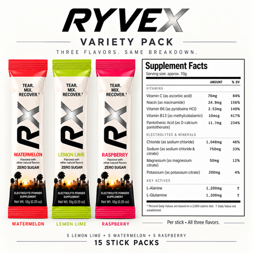 RYVEX Variety Pack Electrolyte Powder - 15 Sticks