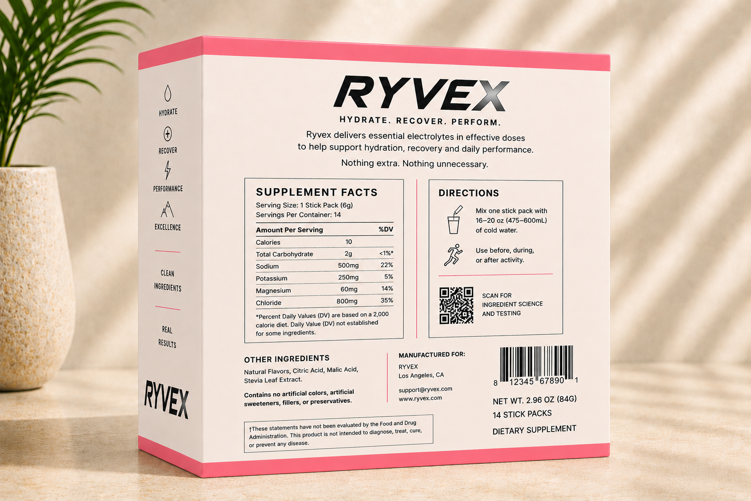 Ryvex Premium Hydration — 15 Stick Pack
