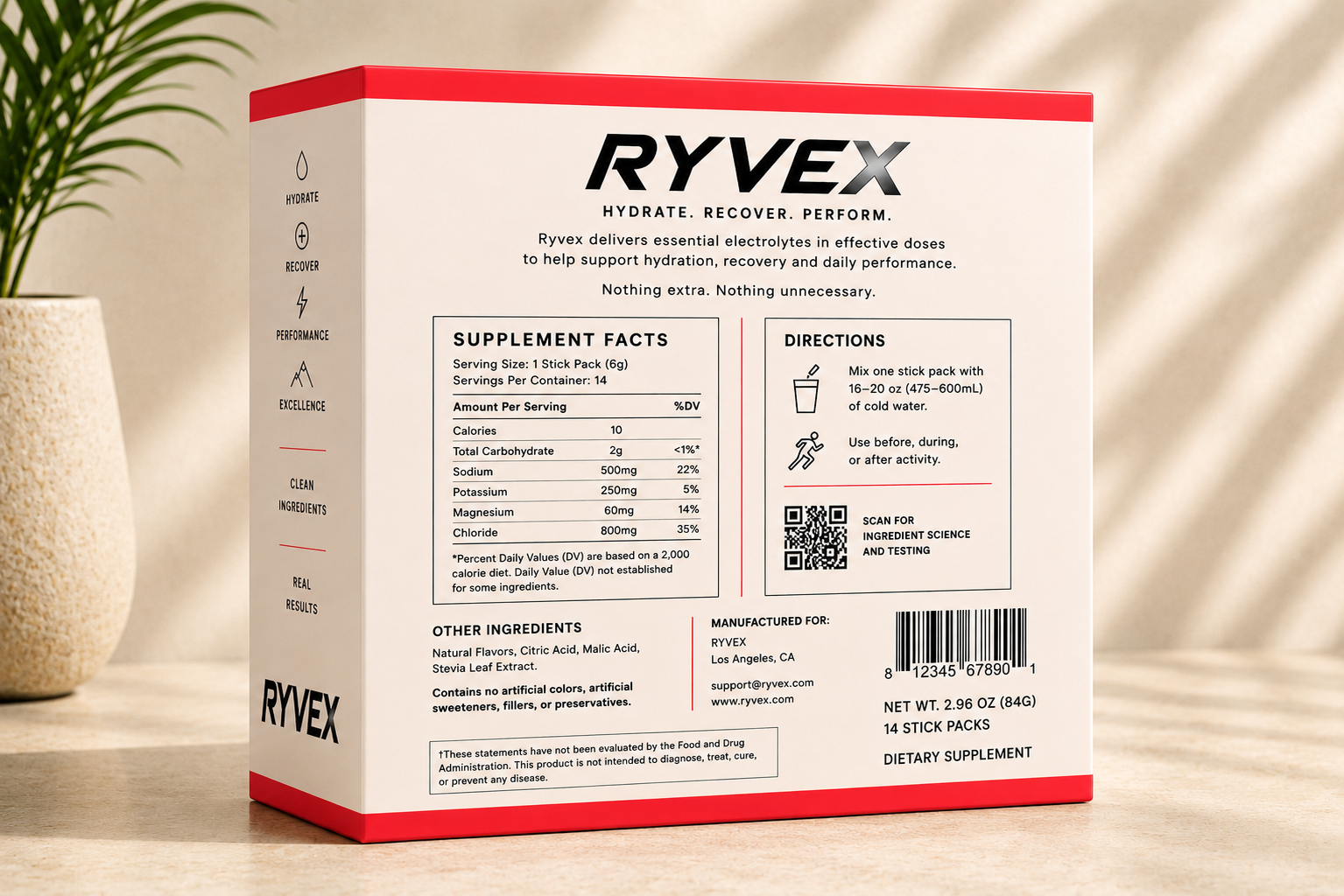 Ryvex Premium Hydration — 15 Stick Pack